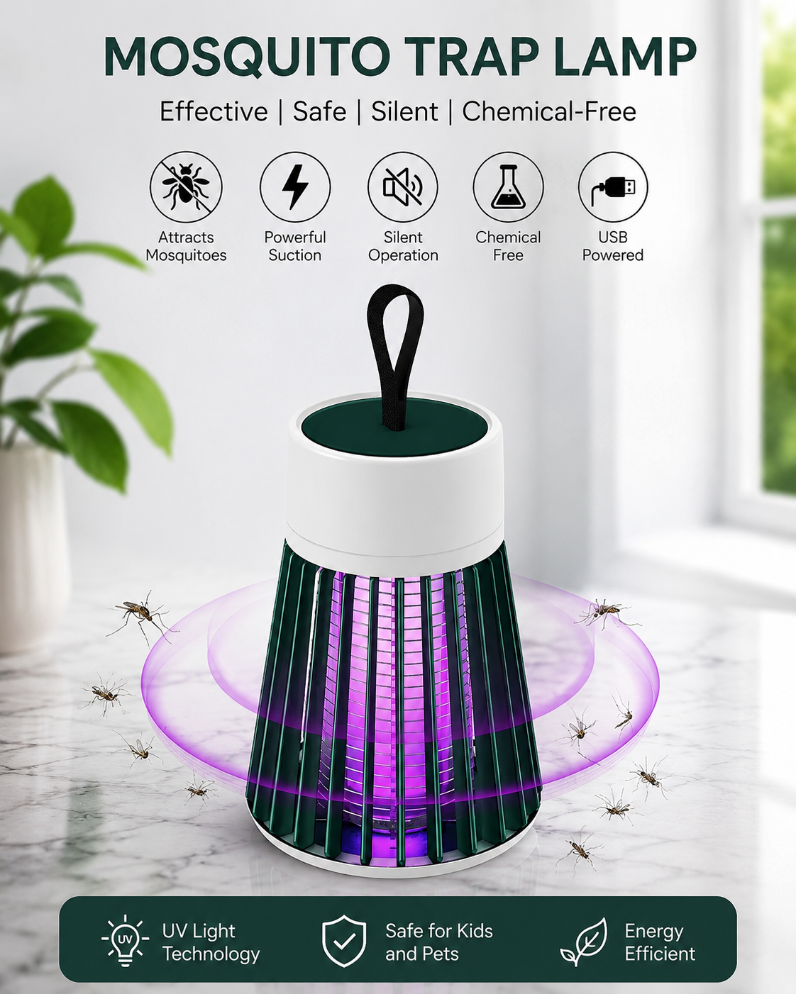 Mosquito Shield Pro™ UV Mosquito Trap Lamp | Silent & Chemical-Free Mosquito Killer